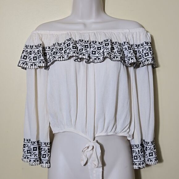 American Eagle Cottagecore Top Off the Shoulder Embroidered Western Festival - Picture 1 of 14
